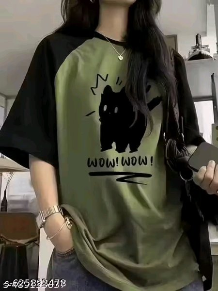 Graphic Printerd Round Neck Green Colour Raglan Sleeves Oversize T-Shirt