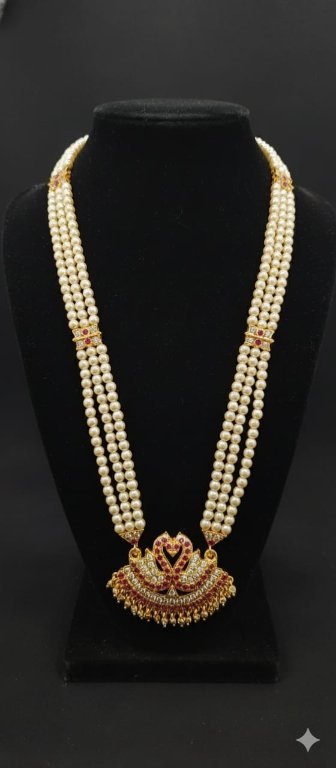 One gram gold polish jwellery 3 layer pear chain w